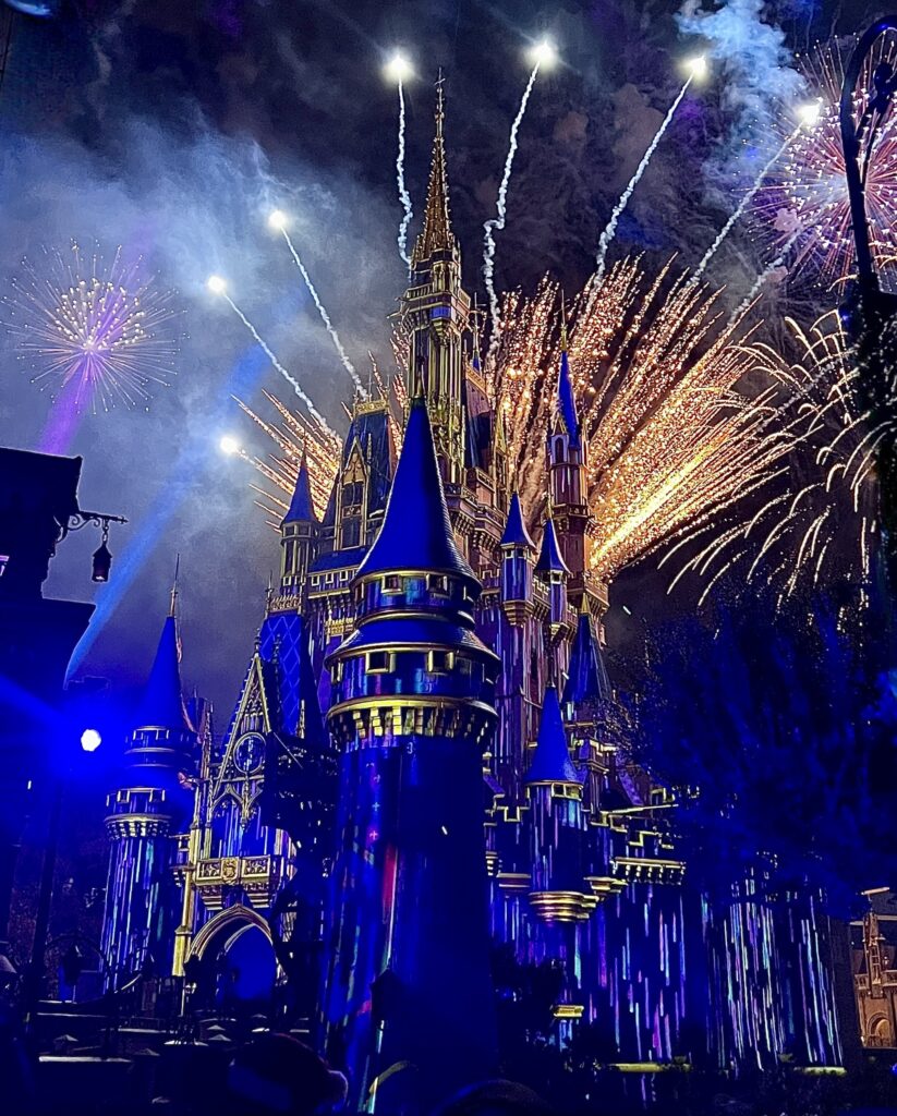 Cinderella's Castle evening fireworks